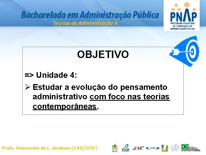 Teorias da Administração II OBJETIVO => Unidade 4: Ø Estudar a evolução do pensamento