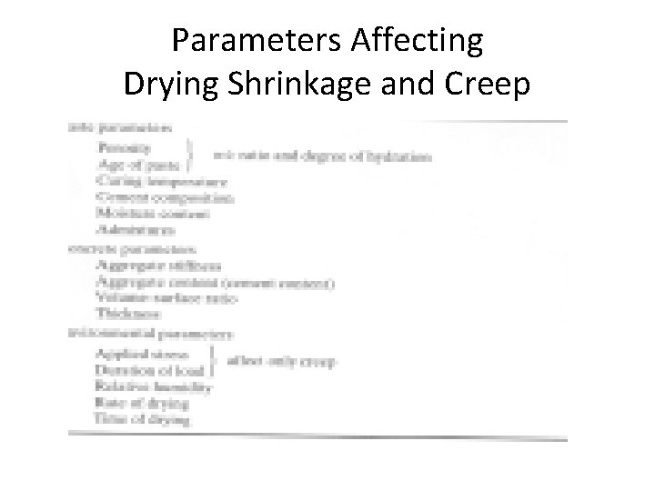 Parameters Affecting Drying Shrinkage and Creep 