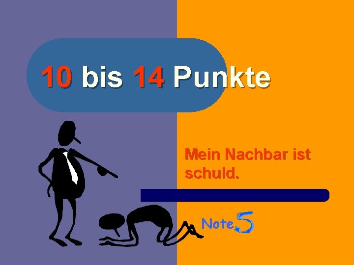 10 bis 14 Punkte Mein Nachbar ist schuld. Note 