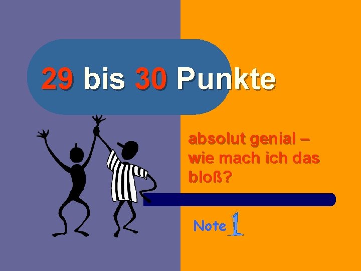 29 bis 30 Punkte absolut genial – wie mach ich das bloß? Note 