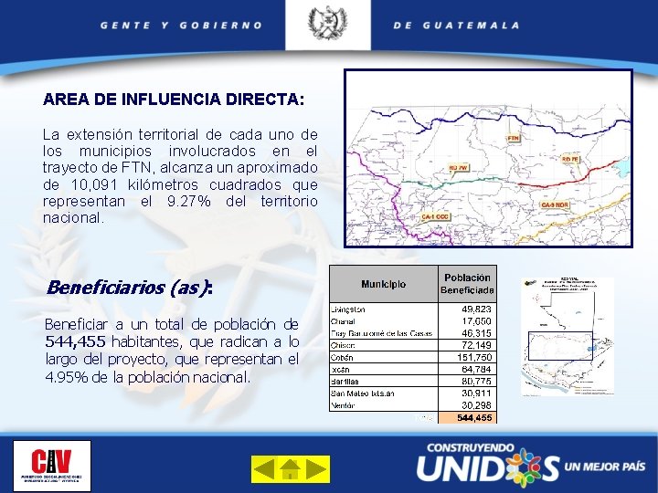 AREA DE INFLUENCIA DIRECTA: La extensión territorial de cada uno de los municipios involucrados