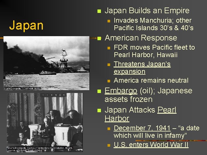 n Japan Builds an Empire n n American Response n n n Invades Manchuria;