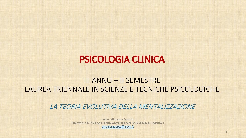 PSICOLOGIA CLINICA III ANNO II SEMESTRE LAUREA TRIENNALE