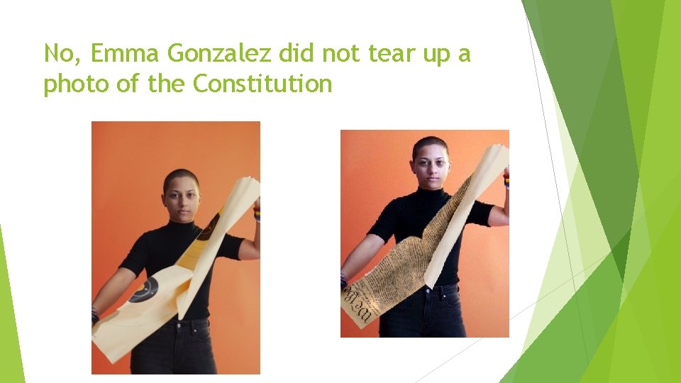 No, Emma Gonzalez did not tear up a photo of the Constitution 