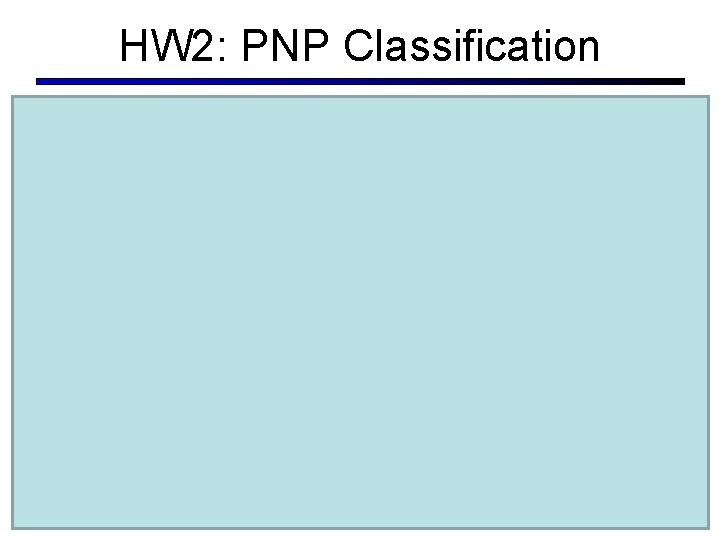 HW 2: PNP Classification § Overall: good work! § Top results: § § §