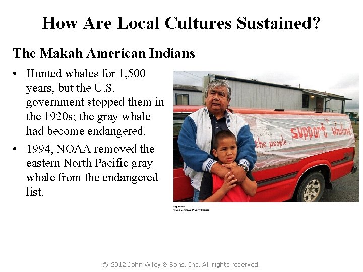 How Are Local Cultures Sustained? The Makah American Indians • Hunted whales for 1,