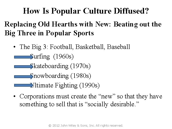 How Is Popular Culture Diffused? Replacing Old Hearths with New: Beating out the Big