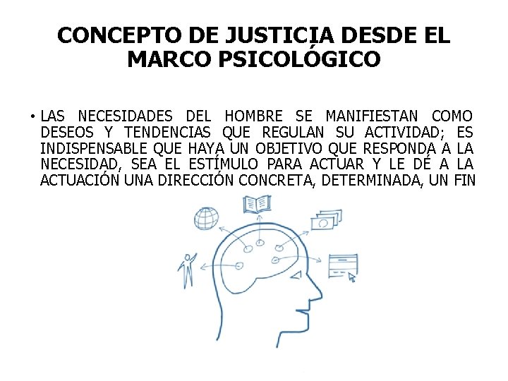 CONCEPTO DE JUSTICIA DESDE EL MARCO PSICOLÓGICO • LAS NECESIDADES DEL HOMBRE SE MANIFIESTAN