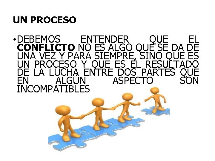 UN PROCESO • DEBEMOS ENTENDER QUE EL CONFLICTO NO ES ALGO QUE SE DA