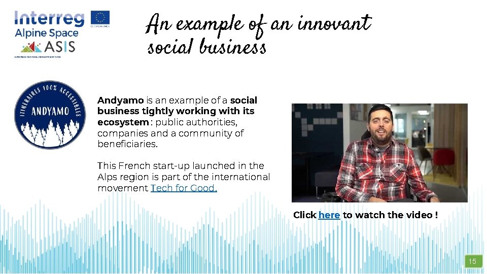 An example of an innovant social business Andyamo is an example of a social
