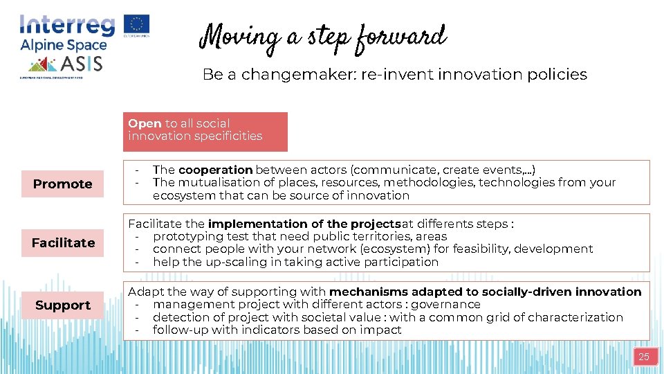 Moving a step forward Be a changemaker: re-invent innovation policies Open to all social