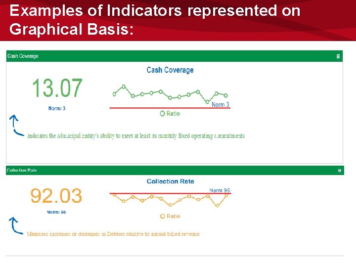 Examples of Indicators represented on Graphical Basis: • Examples of Indicators represented on Graphical