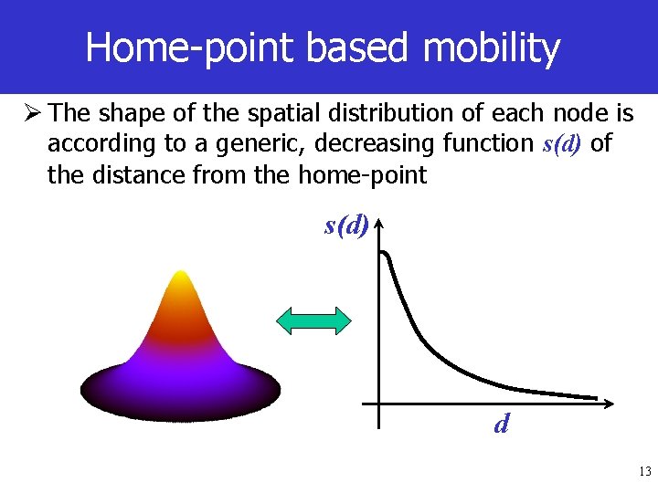 Home-point based mobility Ø The shape of the spatial distribution of each node is