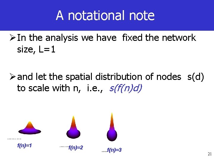 A notational note Ø In the analysis we have fixed the network size, L=1