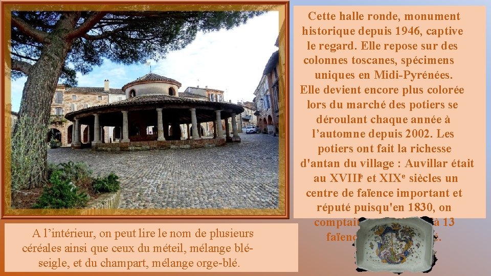 A l’intérieur, on peut lire le nom de plusieurs céréales ainsi que ceux du