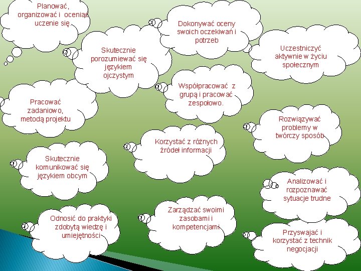 Planować, organizować i oceniać uczenie się. Dokonywać oceny swoich oczekiwań i potrzeb Skutecznie porozumiewać