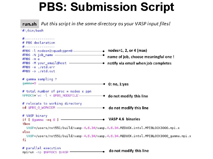 PBS: Submission Script run. sh Put this script in the same directory as your