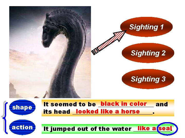 Sighting 1 Sighting 2 Sighting 3 shape black in color and It seemed to