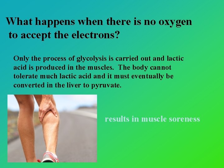 What happens when there is no oxygen to accept the electrons? Only the process