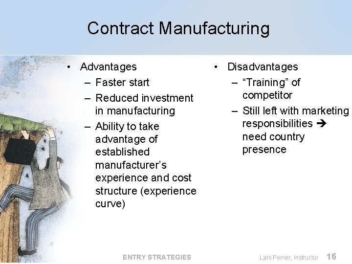 Contract Manufacturing • Advantages – Faster start – Reduced investment in manufacturing – Ability