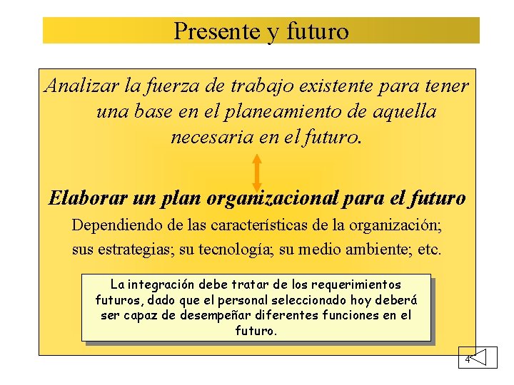 Presente y futuro Analizar la fuerza de trabajo existente para tener una base en