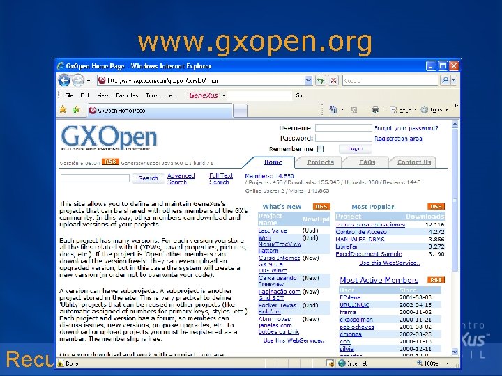 www. gxopen. org Recursos da comunidade 