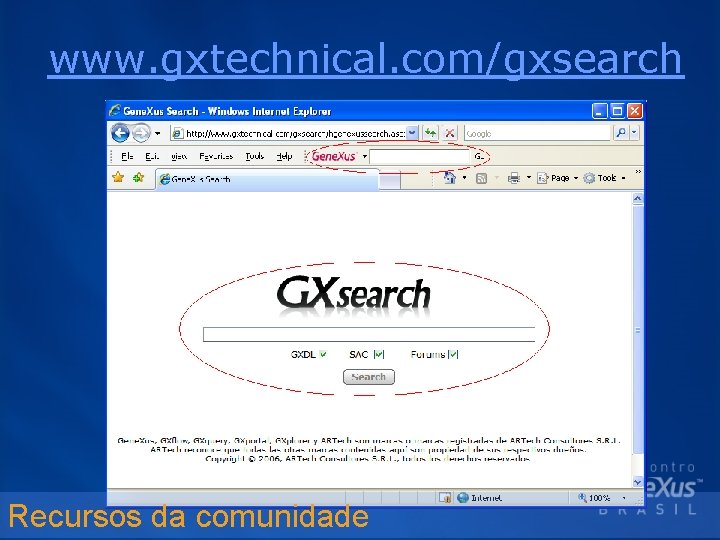 www. gxtechnical. com/gxsearch Recursos da comunidade 