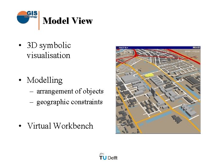 Model View • 3 D symbolic visualisation • Modelling – arrangement of objects –