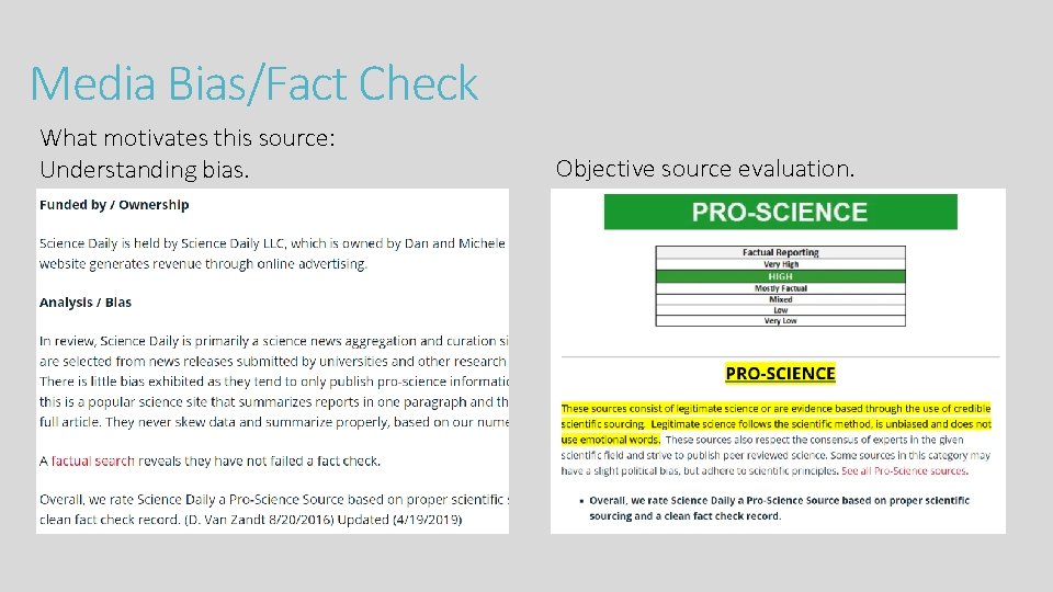 Media Bias/Fact Check What motivates this source: Understanding bias. Objective source evaluation. 