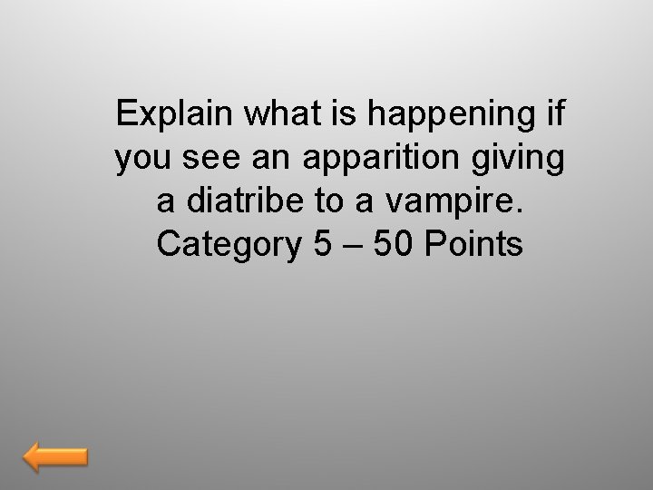 Explain what is happening if you see an apparition giving a diatribe to a