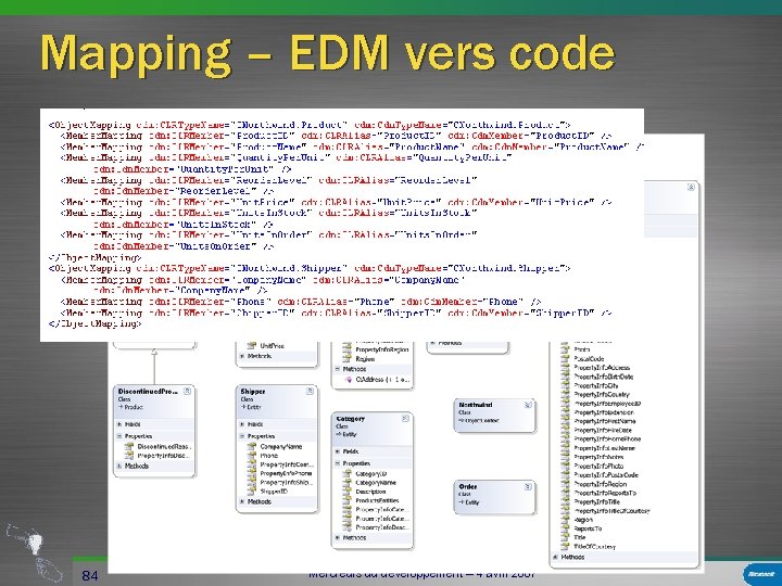 Mapping – EDM vers code 84 Mercredis du développement – 4 avril 2007 