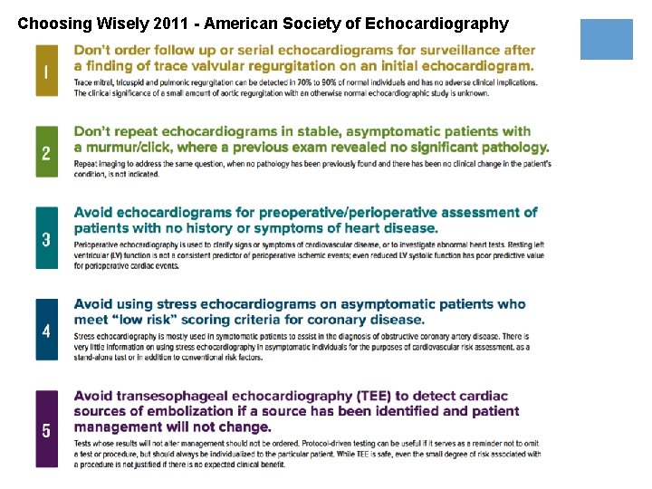 Choosing Wisely 2011 - American Society of Echocardiography 