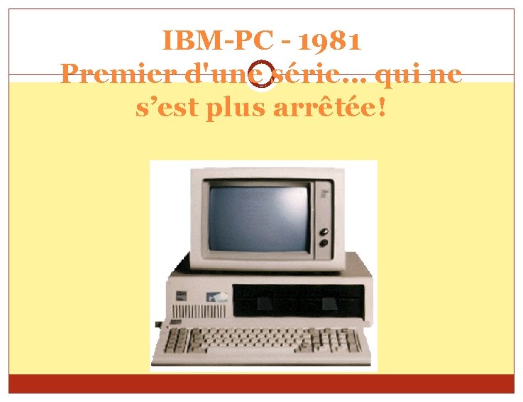 IBM-PC - 1981 Premier d'une série. . . qui ne s’est plus arrêtée! 