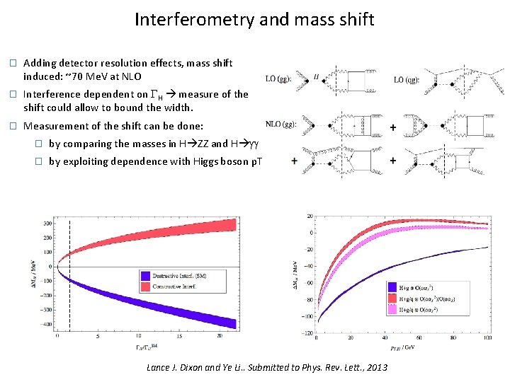 Interferometry and mass shift � Adding detector resolution effects, mass shift induced: ~70 Me.