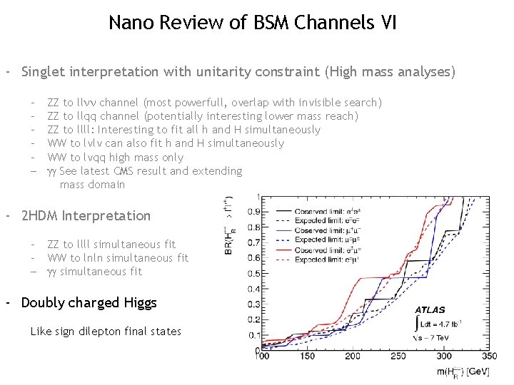 Nano Review of BSM Channels VI - Singlet interpretation with unitarity constraint (High mass