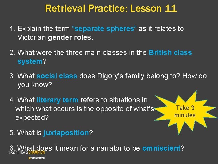Retrieval Practice: Lesson 11 1. Explain the term “separate spheres” as it relates to