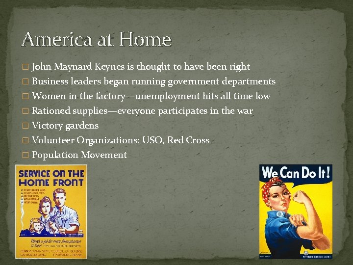 America at Home � John Maynard Keynes is thought to have been right �