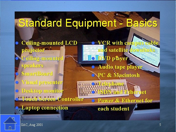 Standard Equipment - Basics l l l l Ceiling-mounted LCD projector Ceiling-mounted speakers Smart. Standard Equipment - Basics l l l l Ceiling-mounted LCD projector Ceiling-mounted speakers Smart.
