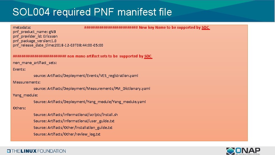 SOL 004 required PNF manifest file metadata: ############# New key Name to be supported
