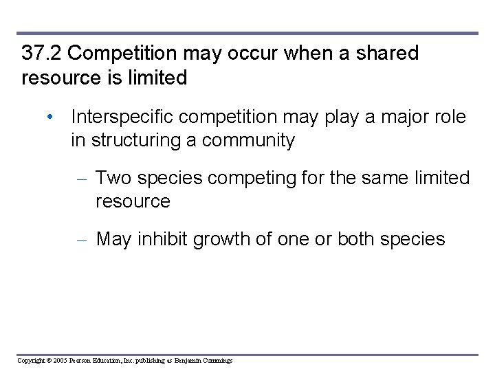 37. 2 Competition may occur when a shared resource is limited • Interspecific competition