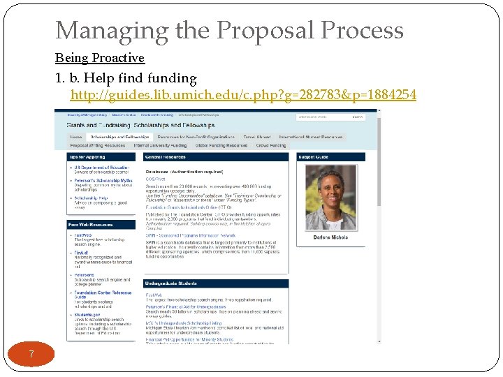 Managing the Proposal Process Being Proactive 1. b. Help find funding http: //guides. lib.