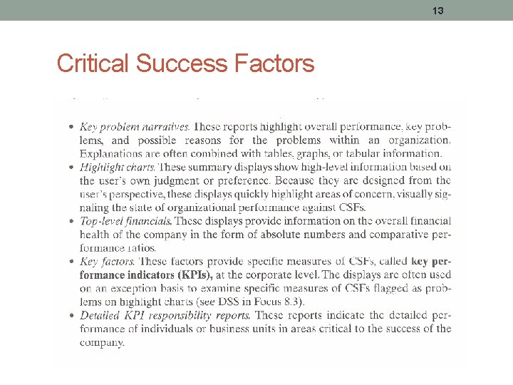 13 Critical Success Factors 