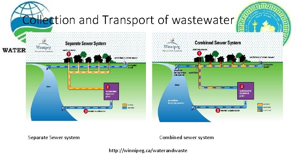 Collection and Transport of wastewater Separate Sewer system Combined sewer system http: //winnipeg. ca/waterandwaste