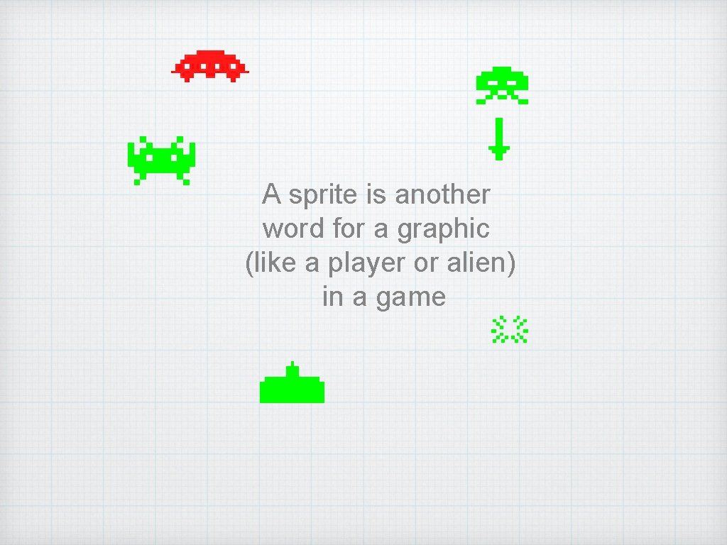 A sprite is another word for a graphic (like a player or alien) in