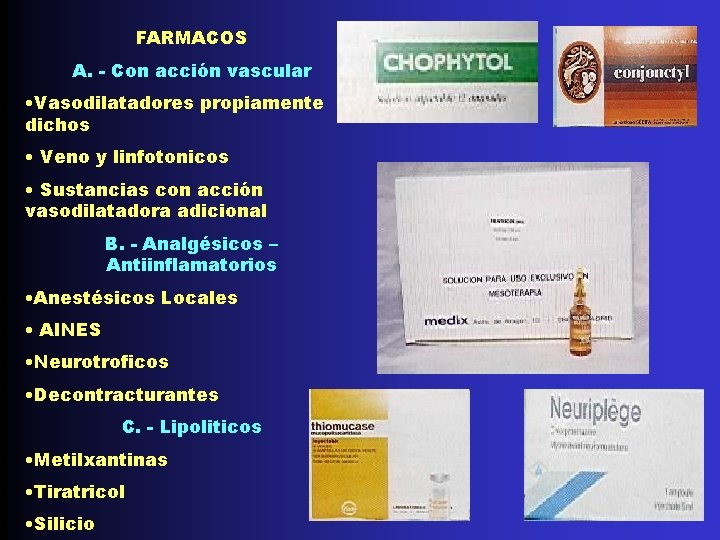 FARMACOS A. - Con acción vascular • Vasodilatadores propiamente dichos • Veno y linfotonicos