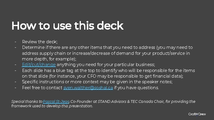 How to use this deck Review the deck