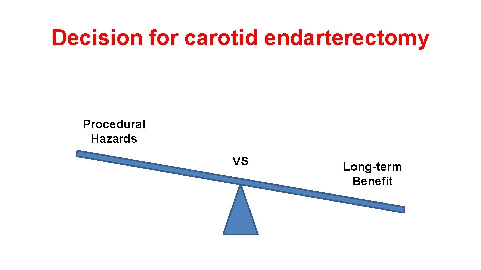 Decision for carotid endarterectomy Procedural Hazards VS Long-term Benefit Decision for carotid endarterectomy Procedural Hazards VS Long-term Benefit