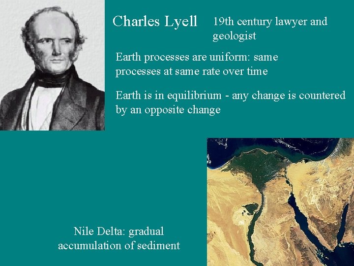 Charles Lyell 19 th century lawyer and geologist Earth processes are uniform: same processes