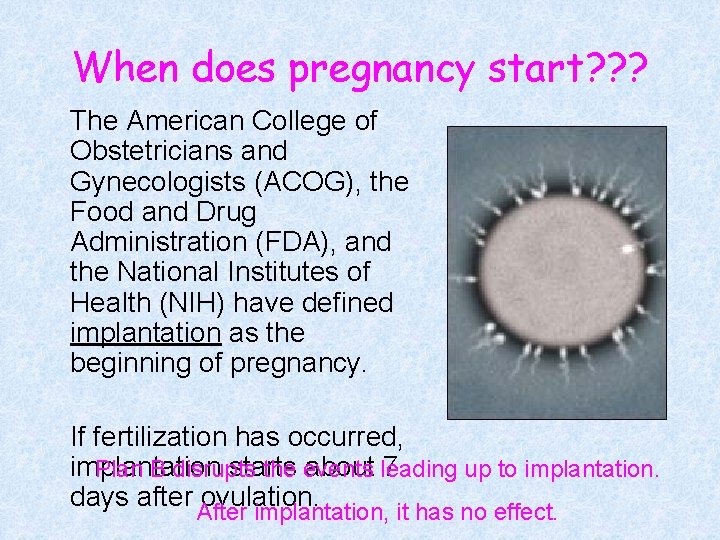 When does pregnancy start? ? ? The American College of Obstetricians and Gynecologists (ACOG),