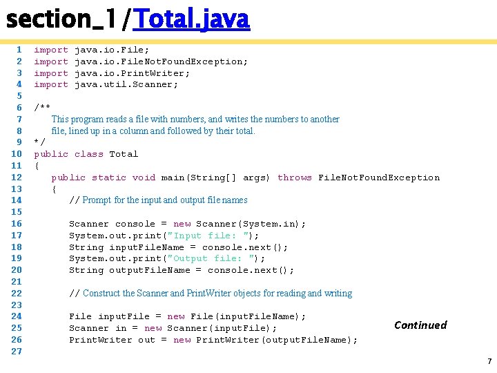 section_1/Total. java 1 2 3 4 5 6 7 8 9 10 11 12